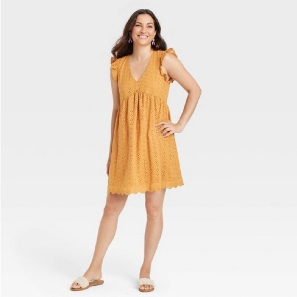 Knox Rose Mustard Yellow Eyelet Dress
